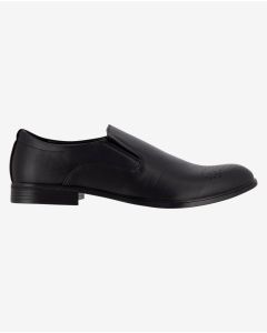 Black Dress Loafers with Pointed Toe and Textured Front 