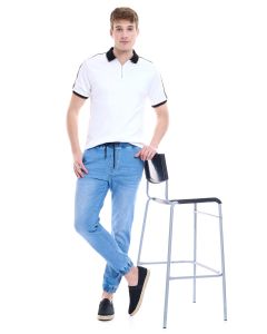 Faded Jogger Jeans with Drawstring Waist