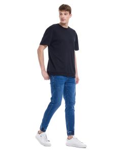 Faded Jogger Jeans with Drawstring Waist